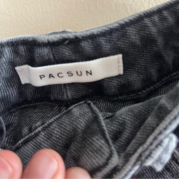 PacSun Gray Jean Shorts Distressed High-Waisted - Picture 3 of 8